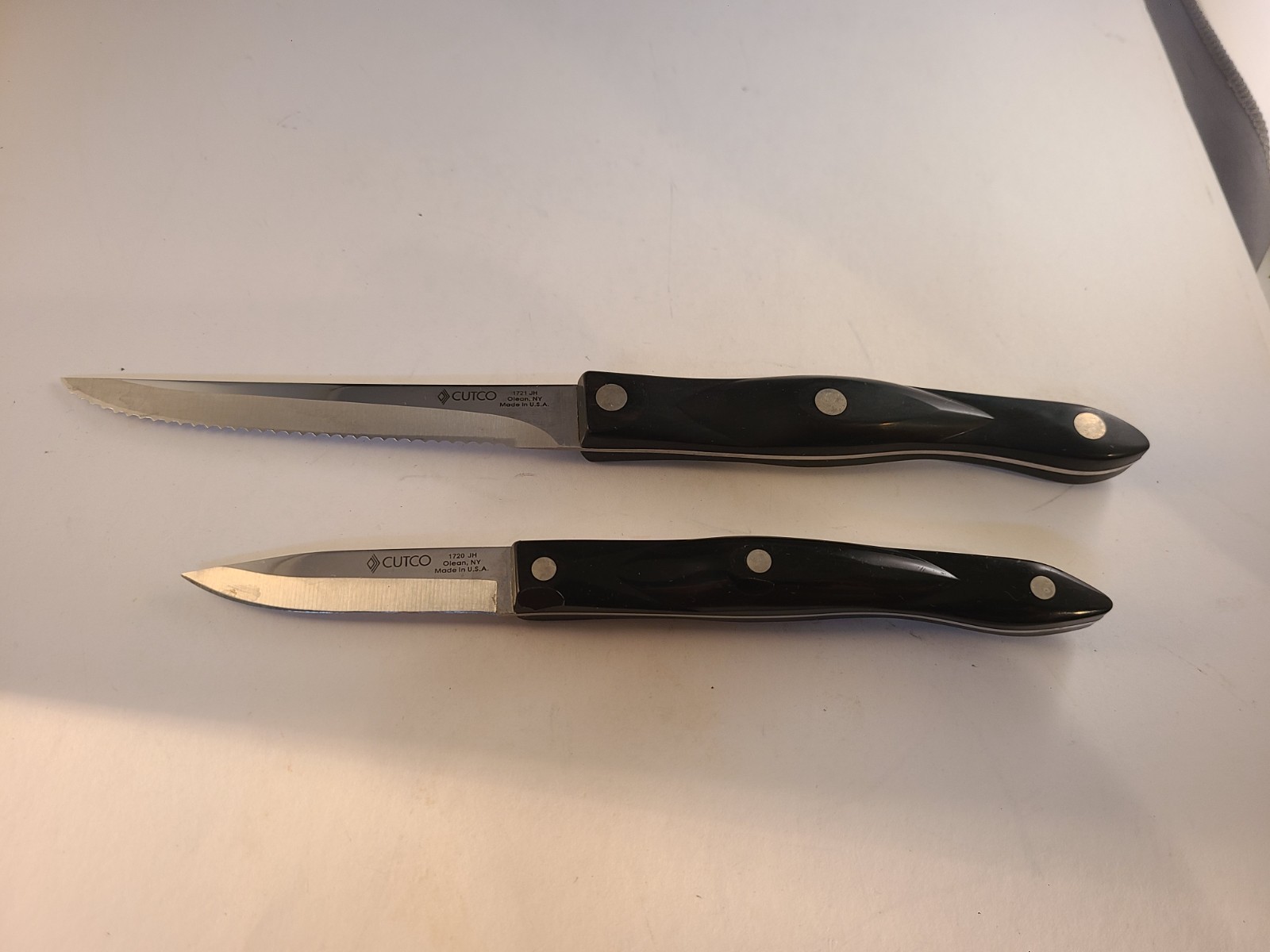 CUTCO 2 Piece Set 1720JH 1721 JH Paring & Peeling Knives Brown Handles