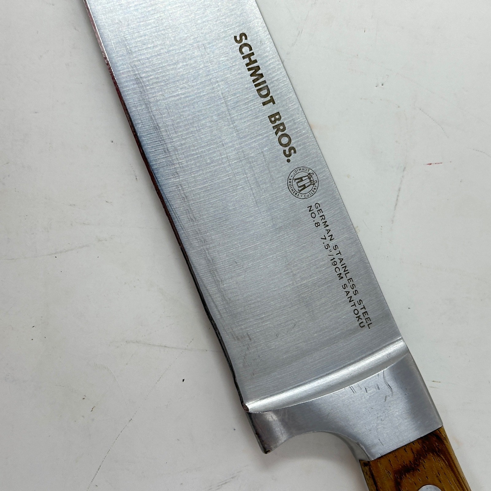 Schmidt Bros No 8 Santoku Knife 7.5 Inch German Stainless Steel Wood Handle