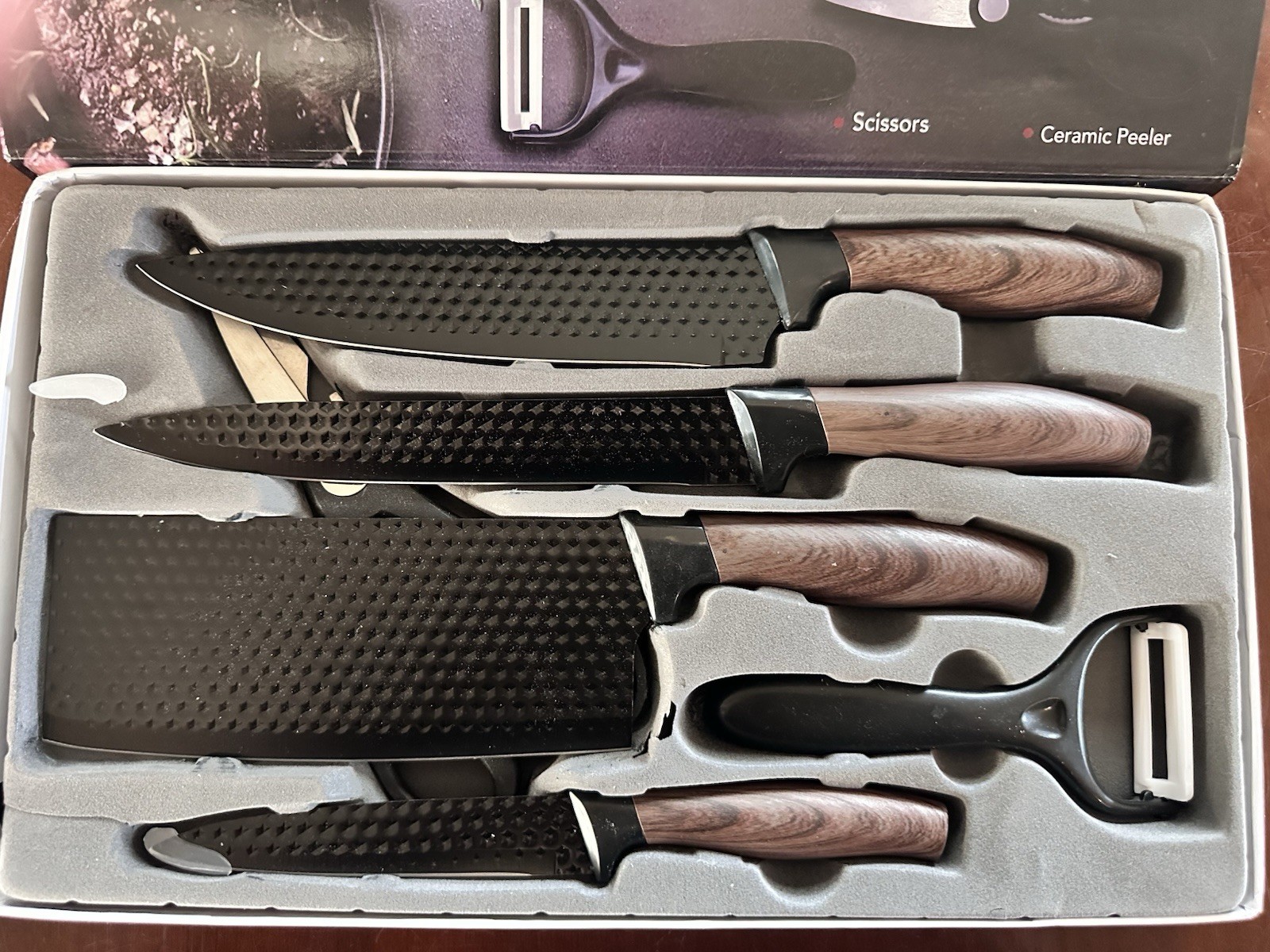 6PCS Kitchen Knife Set Japanese Steel Chef Knives Meat Cleaver Gift Box, Sharp!!