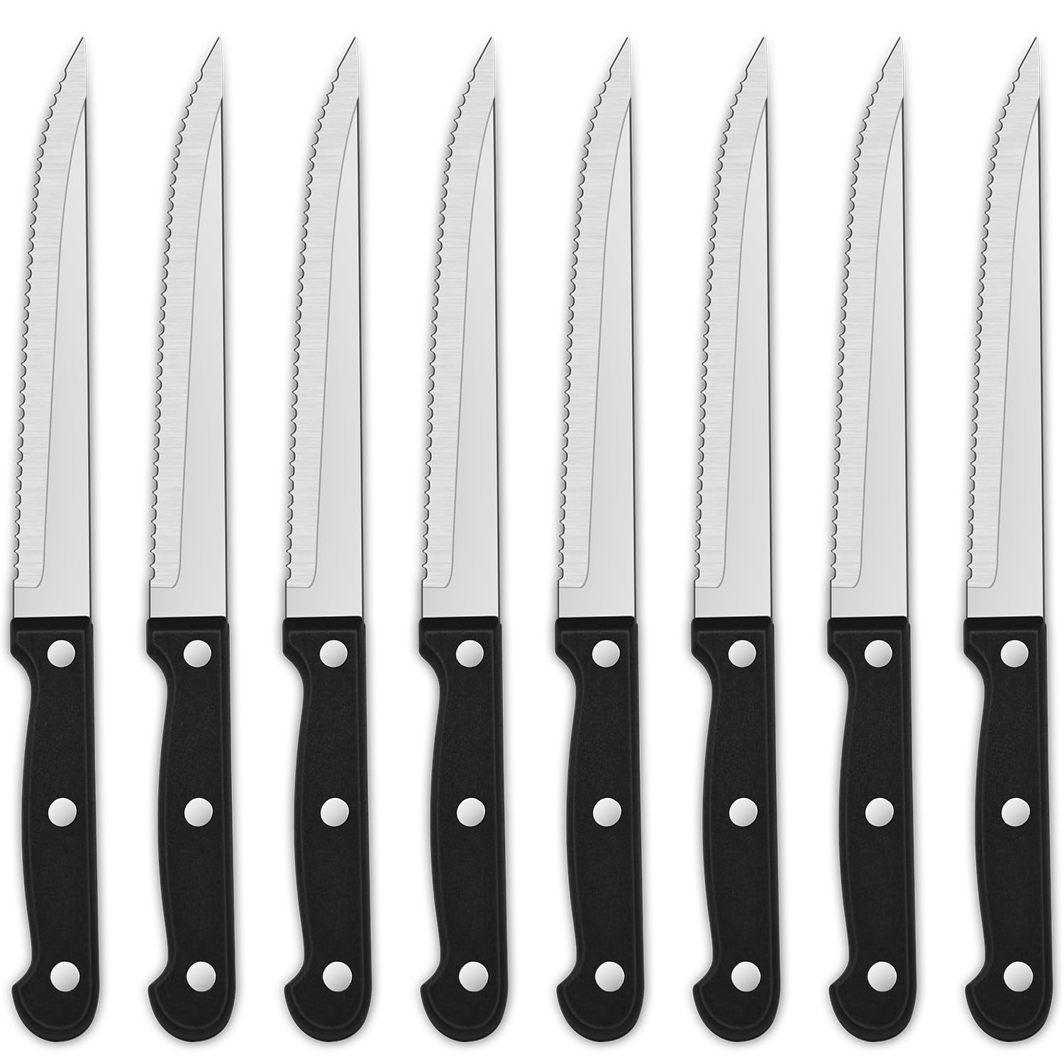 Sharp Serrated Steak Knives Set,Set Of 8 Stainless Steel Kitchen Set,Di