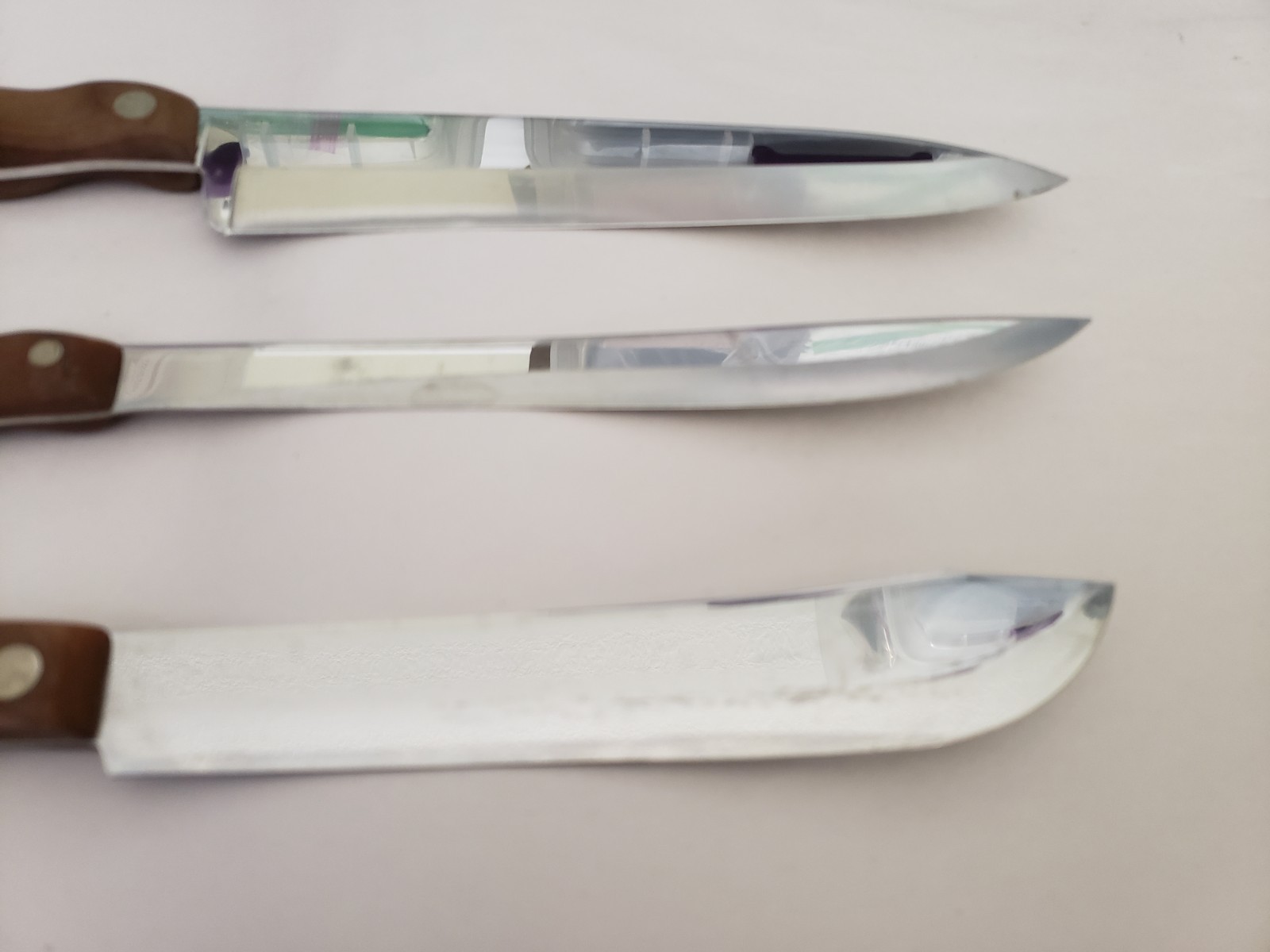 Cutco Lot of 3 Knives No 22 23 25 Butcher Carving Knife USA Made Brown Handles
