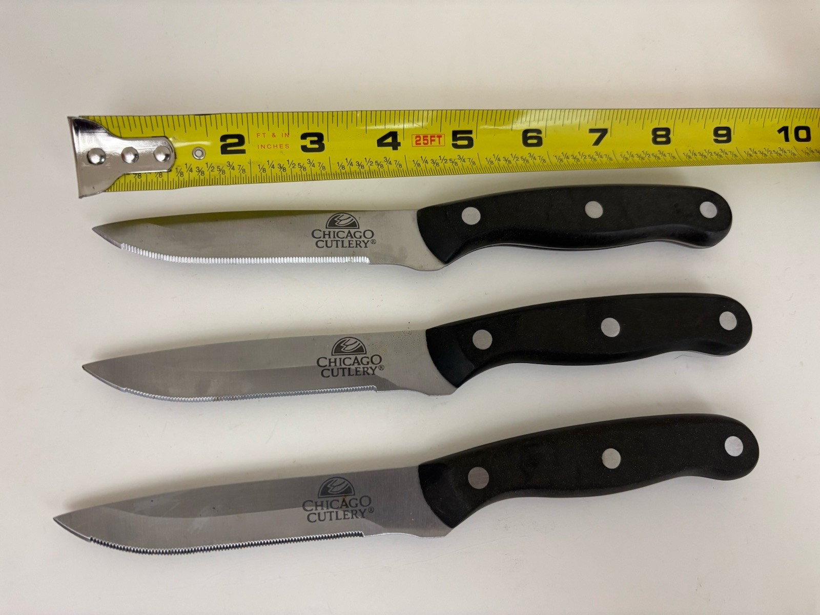 Lot 3 CHICAGO CUTLERYForge 3 Rivet Full Tang Utility Steak knives Polymer Handle