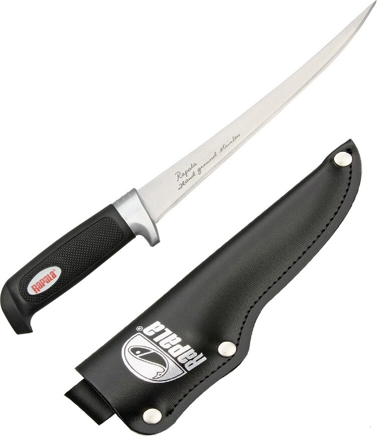 Rapala Kitchen Knife Stainless Steel Fillet Blade Black Soft Grip Rubber Handle