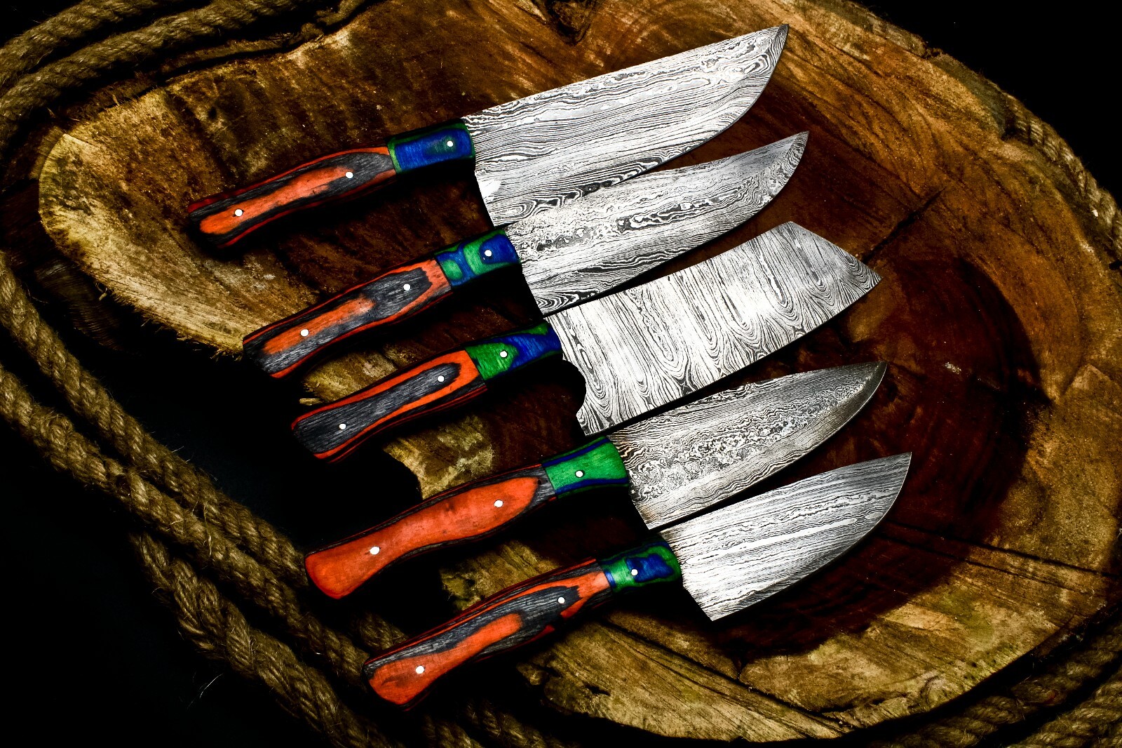 CUSTOM HANDMADE FORGED DAMASCUS STEEL CHEF KNIFE KITCHEN CHEF KNIVES SET