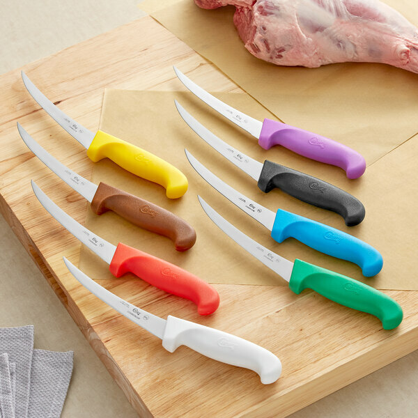 Choice 6″ Curved Stiff Boning knife, NSF Listed (select color below)
