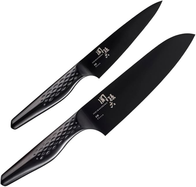 KAI Seki Magoroku Black Knife Set Santoku 165mm & Petty 120mm Made in Japan
