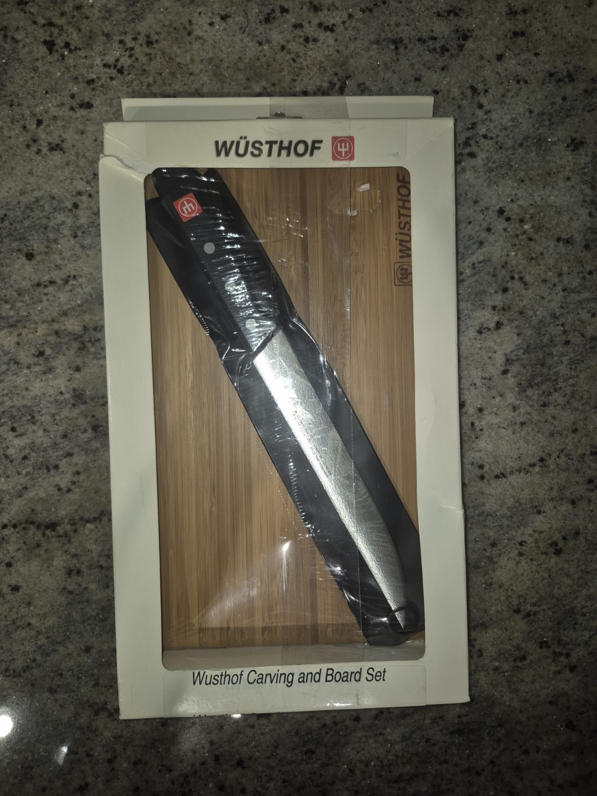 Wusthof #1930 Carving Set 8″ DREIZACK Solingen Germany Knife & Bamboo Board NIB