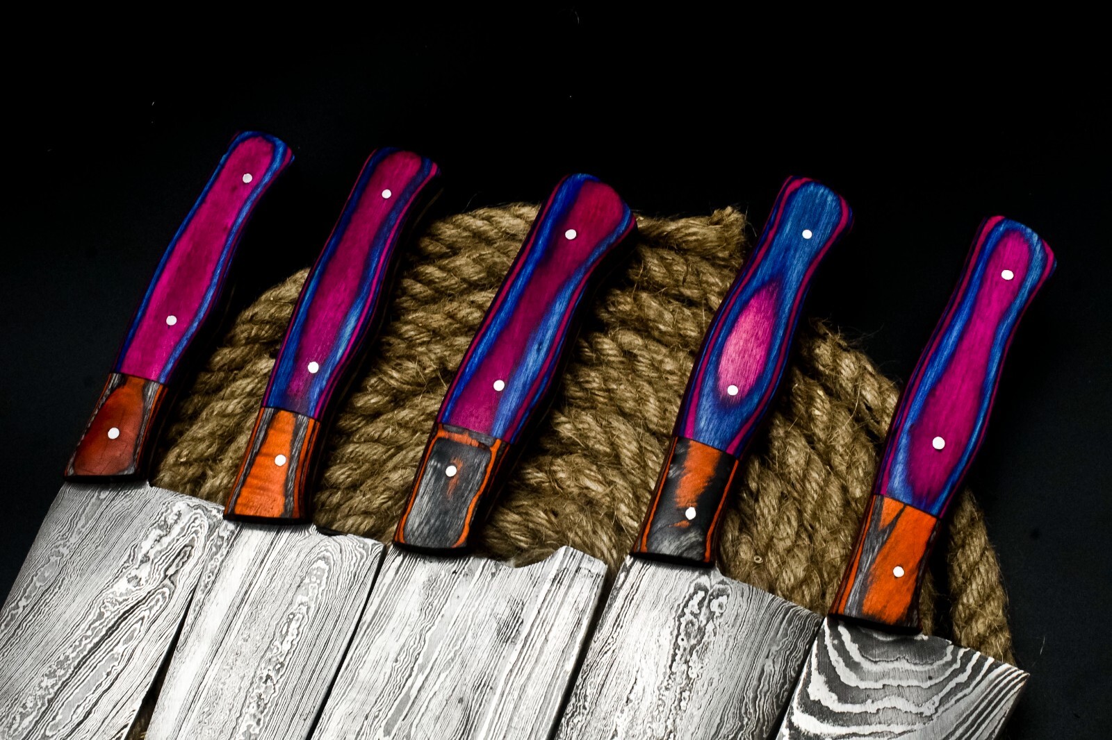 CUSTOM HANDMADE FORGED DAMASCUS STEEL CHEF KNIFE KITCHEN CHEF KNIVES SET