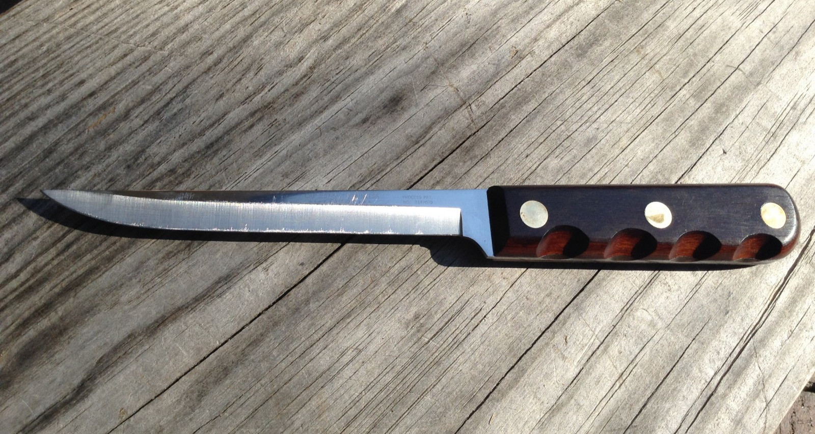 Vtg Case XX 207 5 1/2″ SS boner utility kitchen knife 3 rivet wood full tang