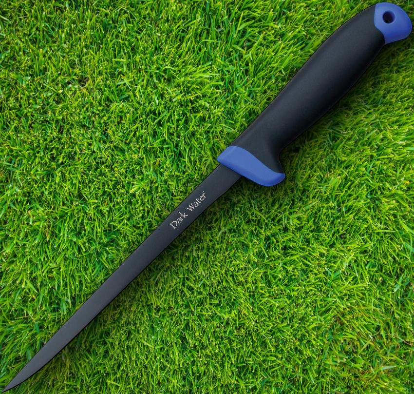 Dark Water Fixed Kitchen Knife 8″ Black 5Cr15MoV Stainless Blade Rubber Handle
