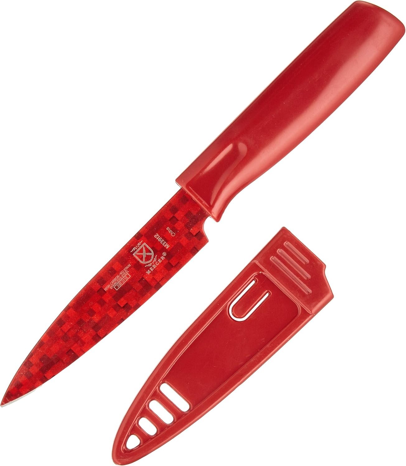 Elegant 4-Inch Non-Stick Paring Knife with Protective Sheath – Red Style