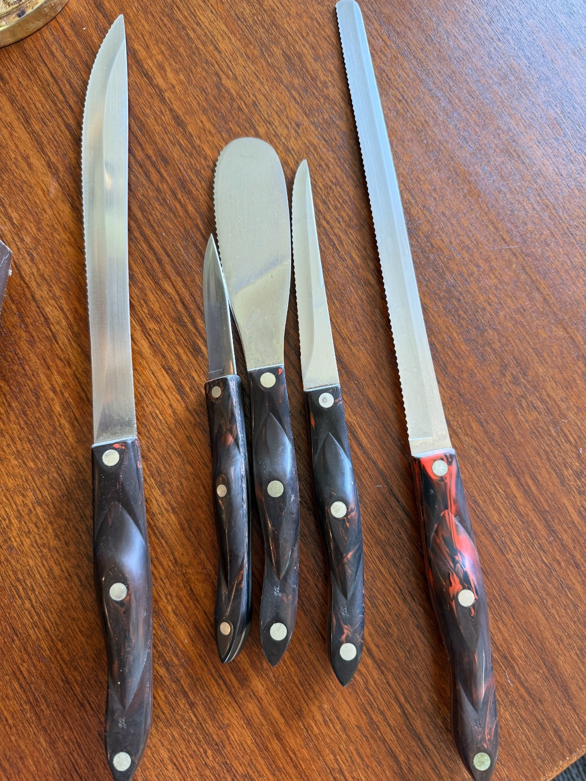 Vintage Cutco 5 Piece Knife Set w/Wall-Mount Holder Rack Tray 1725 1724 1727 ++