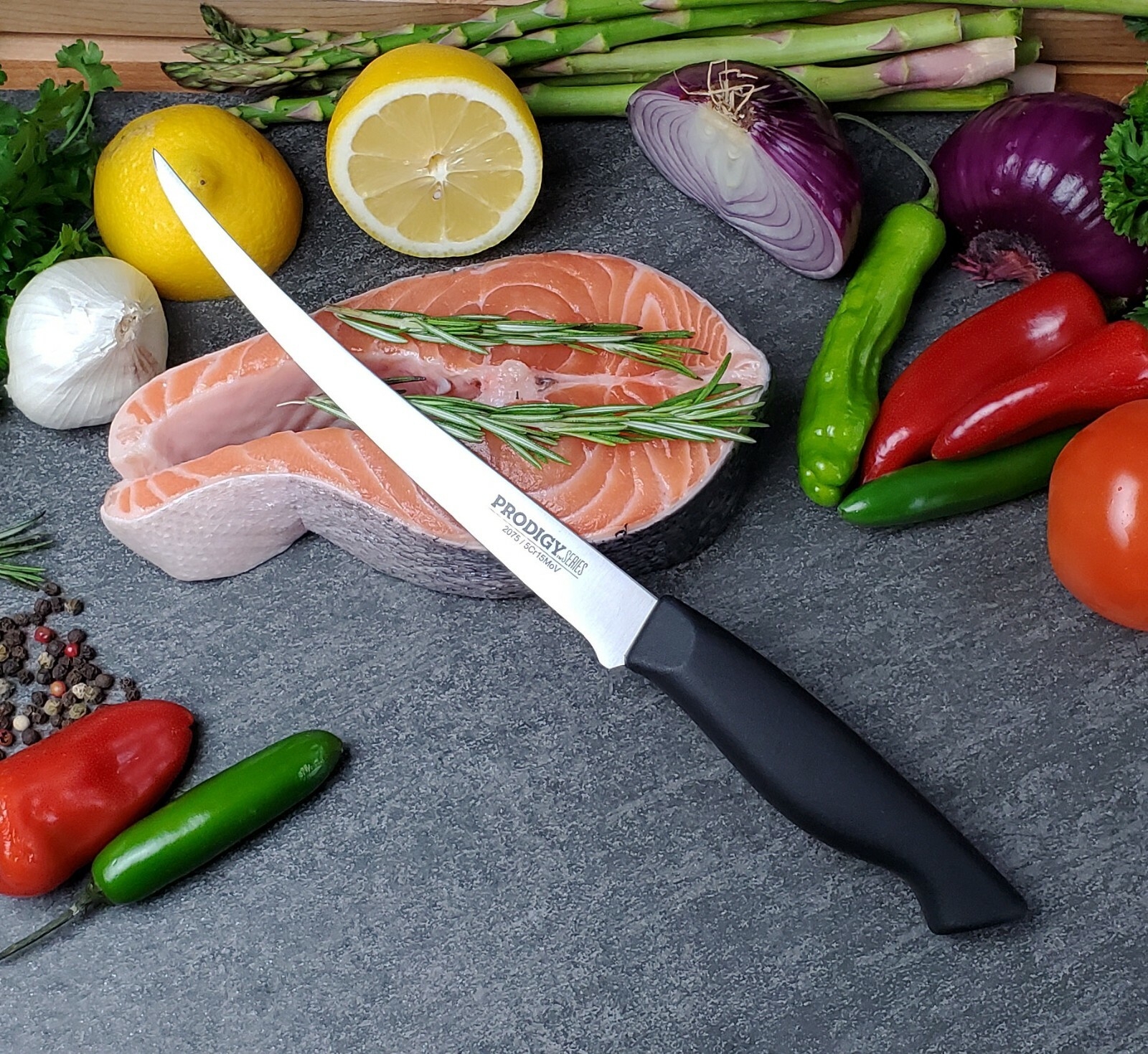 7.5″ Fish Fillet Knife Flexible blade Prodigy Series Non Slip Handle Ergo Chef