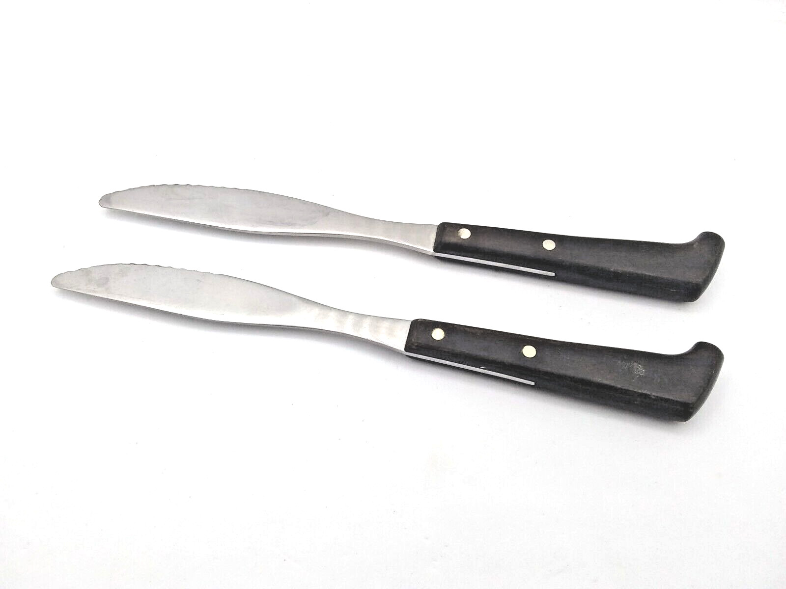 Vtg Mid Century West Bend Stainless 2 piece Walnut Handle Steak Knife USA 8.5″