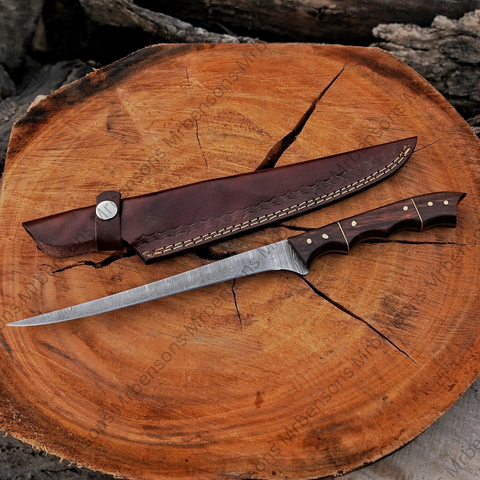 Pack of 3 Damascus Fish Fillet Knife Damascus Steel Hand Forged Thin Flexible.