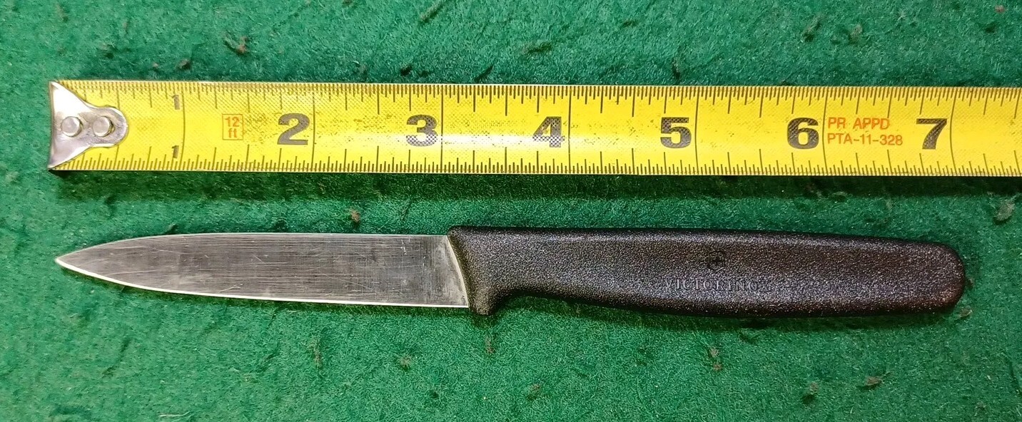 Vtg 3.25″ Victorinox Paring Knife, W/ Blk Non-Slip Molded Handle