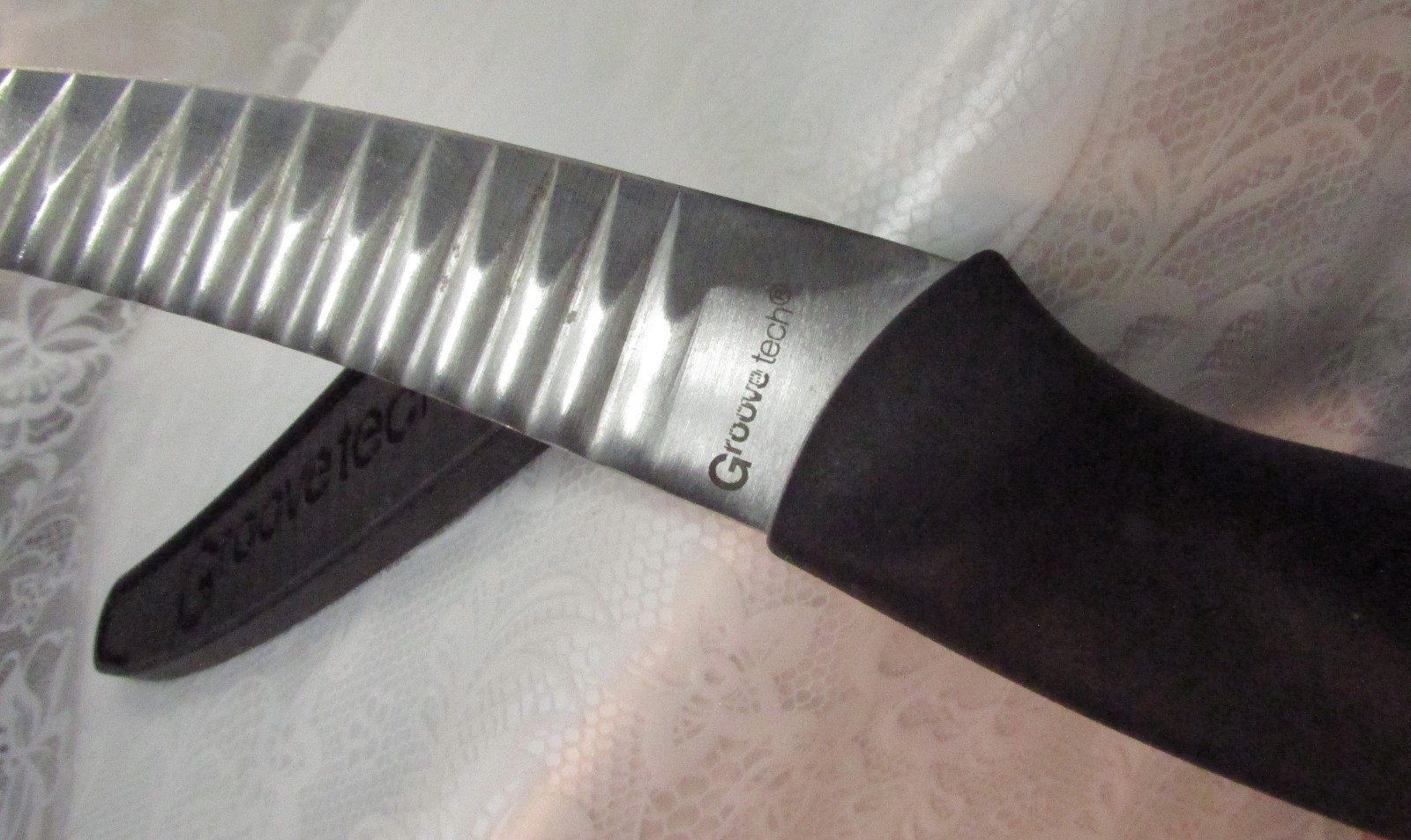 Groove Tech 4″ Blade Chef Kitchen KNIFE with SHEATH & Black Rubber Handle USA