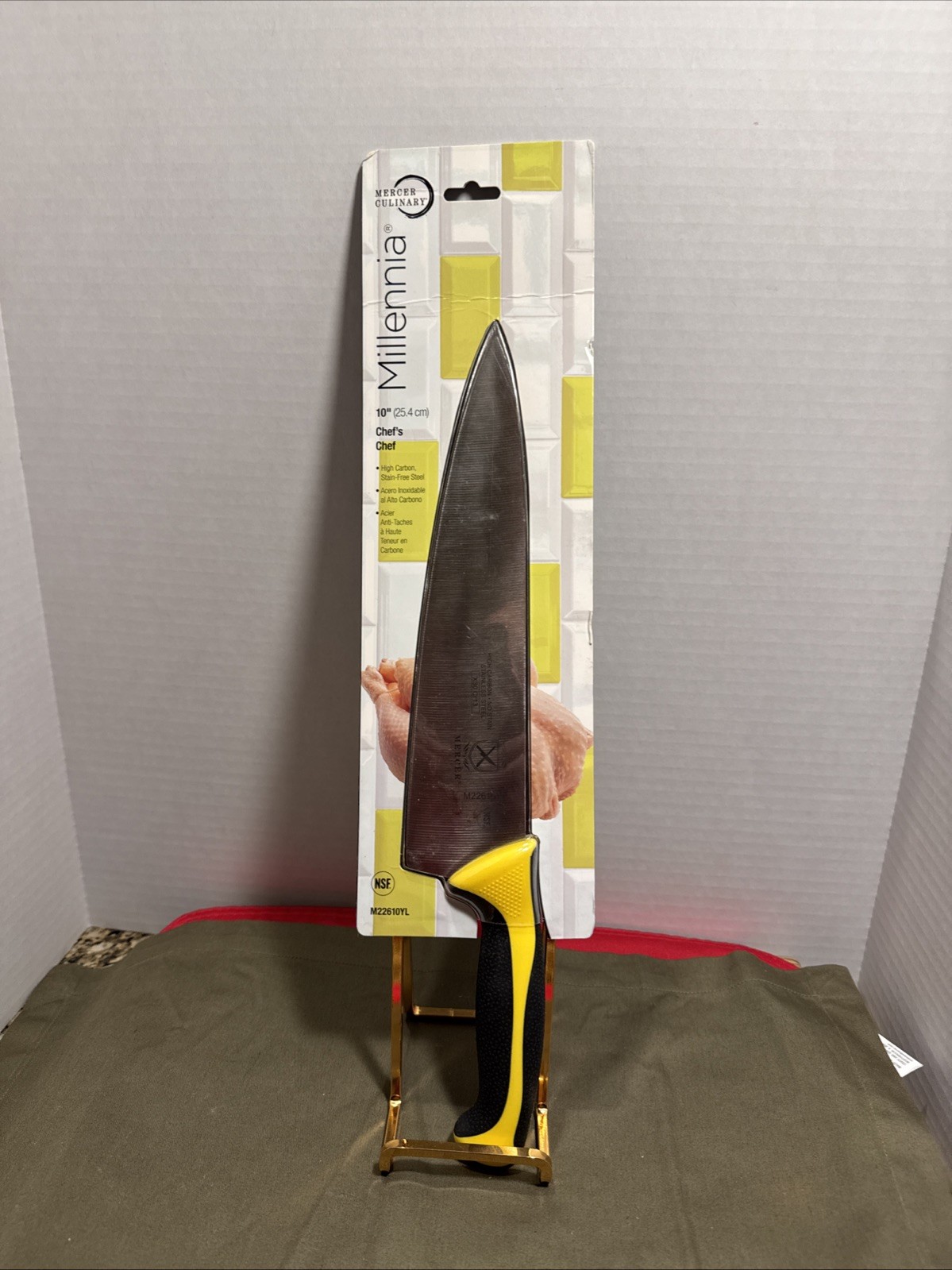 Mercer Culinary M22611 10″ Chef Knife with Granton Edge-Millenia. Yellow Handel