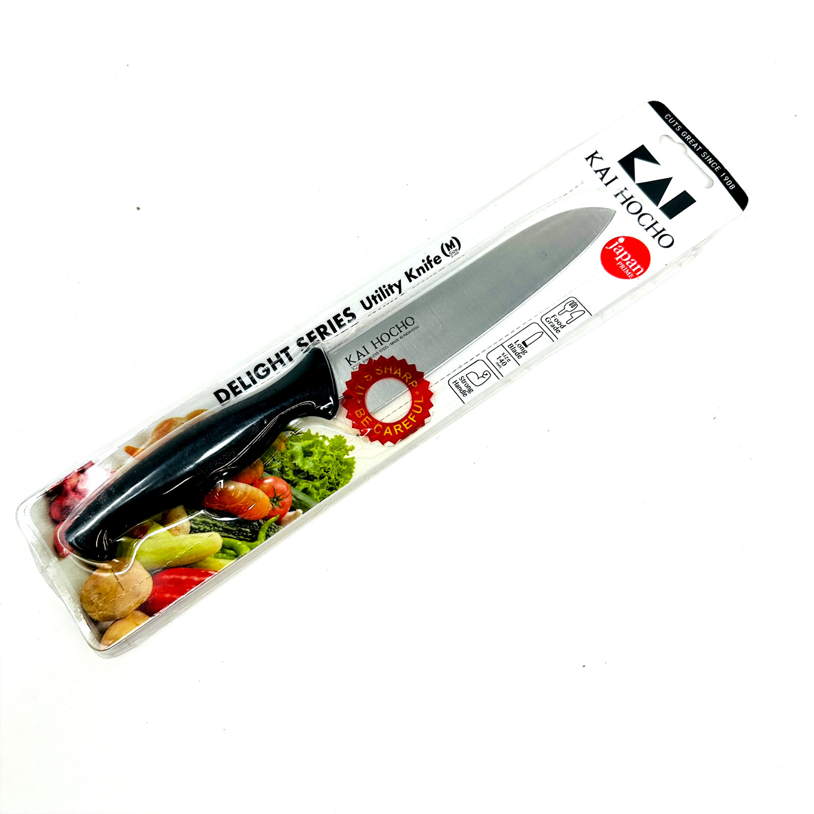 KAI Hocho 14 cm Black Medium Utility Knife, Stainless Steel, Plain Blade