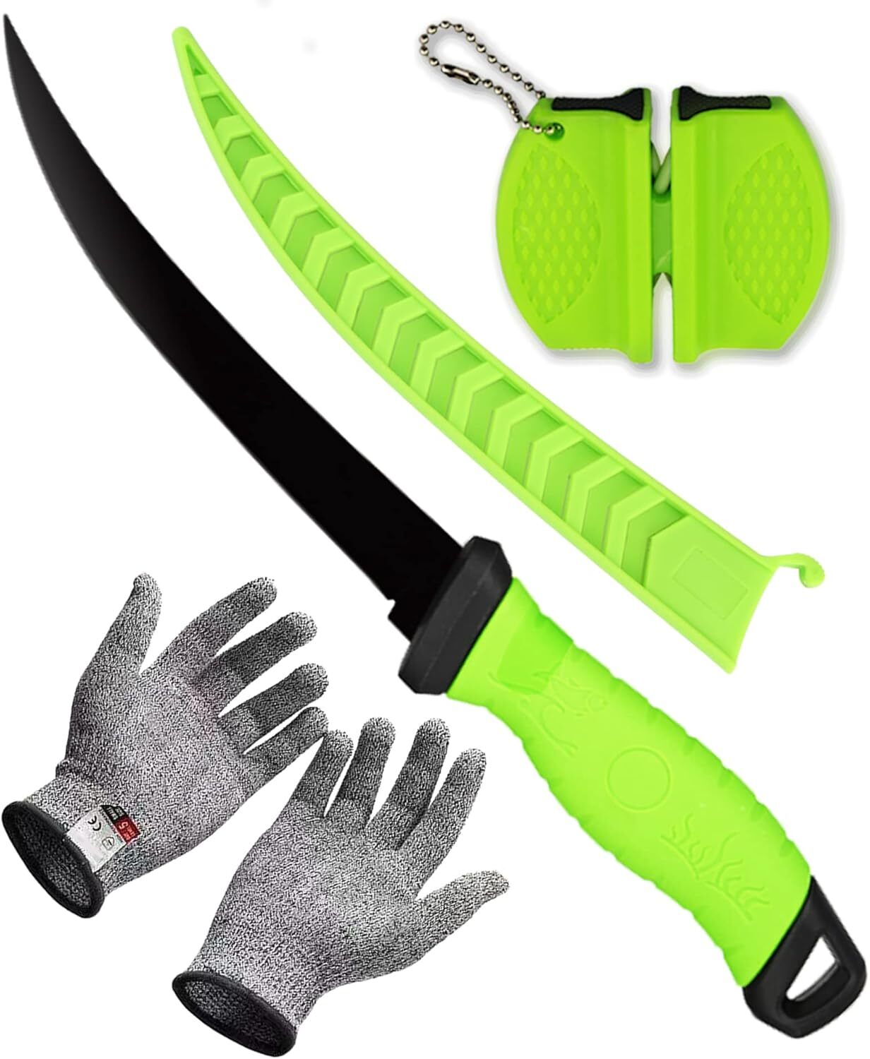 Juego De Cuchillos Para Filetear De Pesca De Acero Inoxidable De 7 Pulgadas NEW