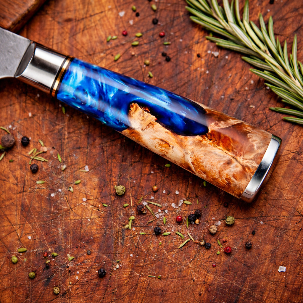 6-Piece Damascus Knife Set 67-Layer VG10 Japanese Kitchen Knives Blue Resin
