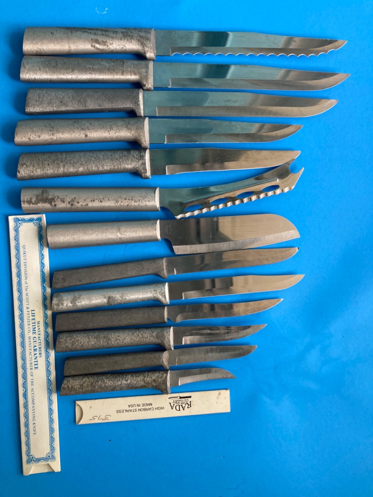 LOT 13 KITCHEN KNIFE MIXED ALUMINUM HANDLE RADA CHEF Knives Cheese Steak Slicers