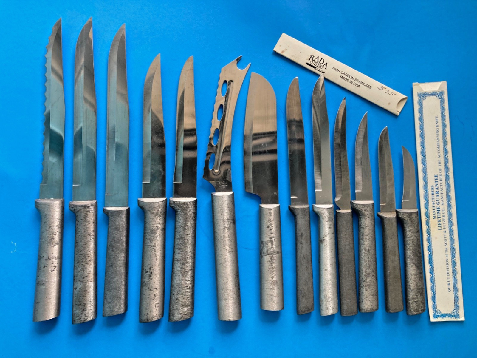 LOT 13 KITCHEN KNIFE MIXED ALUMINUM HANDLE RADA CHEF Knives Cheese Steak Slicers