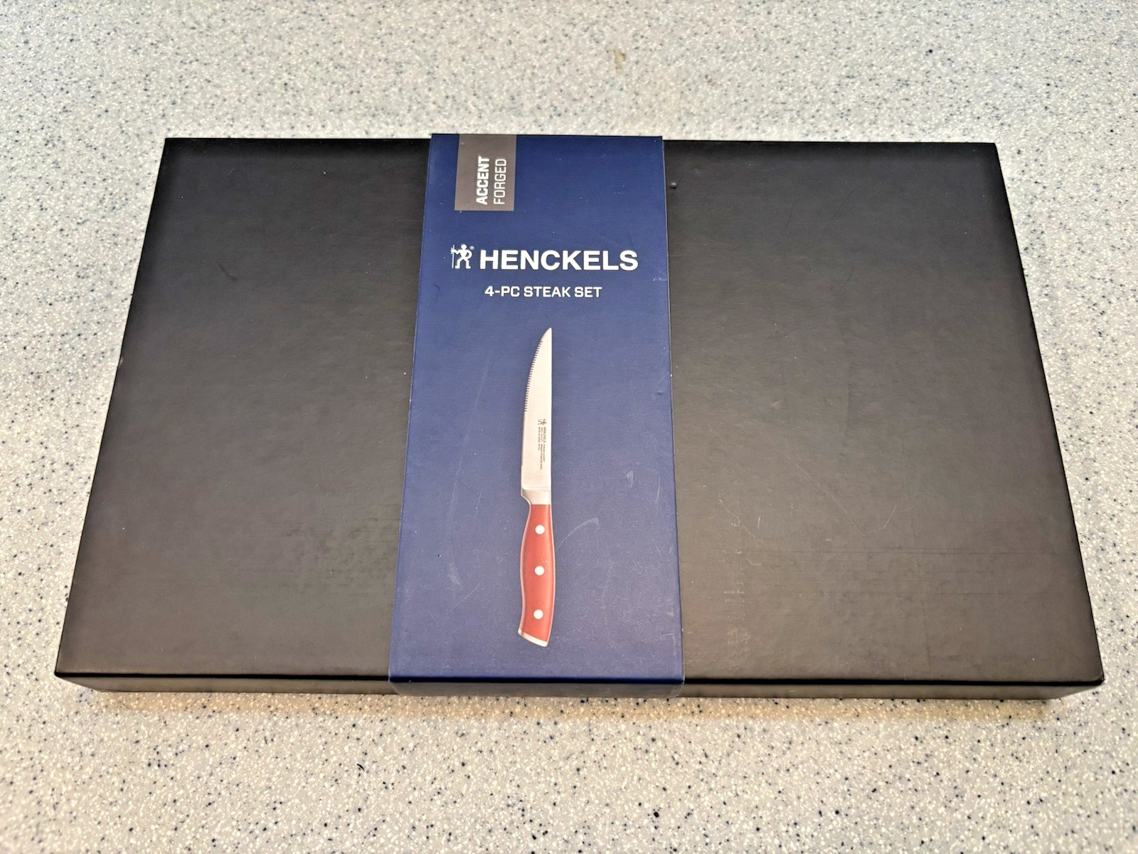 New! J.A. Henckels Forged Accent 4-pc Steak Knife Set Red Handle 19547-004