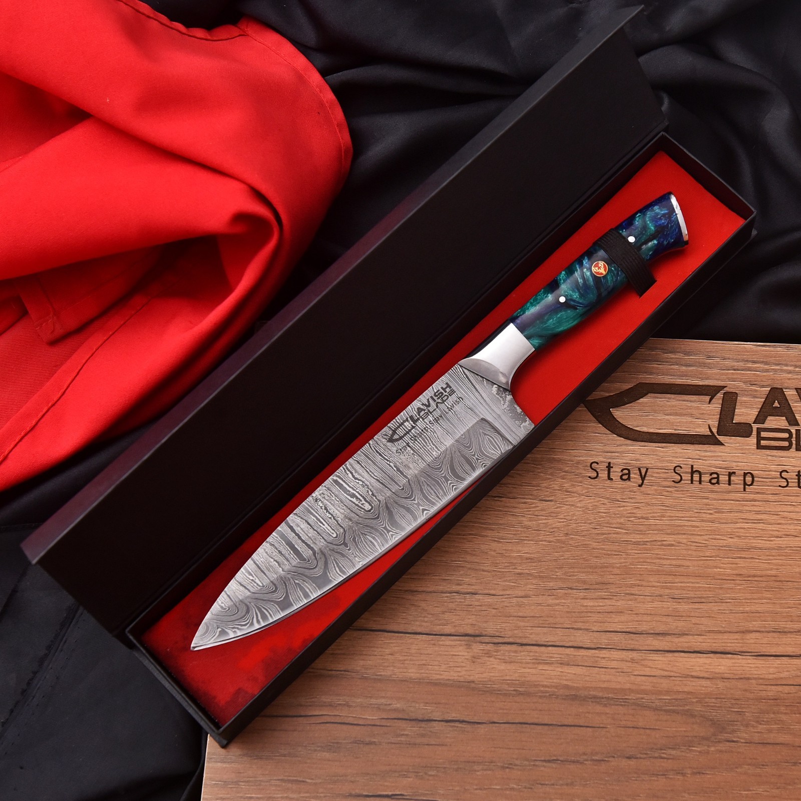 CUSTOM HANDMADE FORGED DAMASCUS STEEL CHEF KNIFE KITCHEN KNIFE WITH GIFT BOX