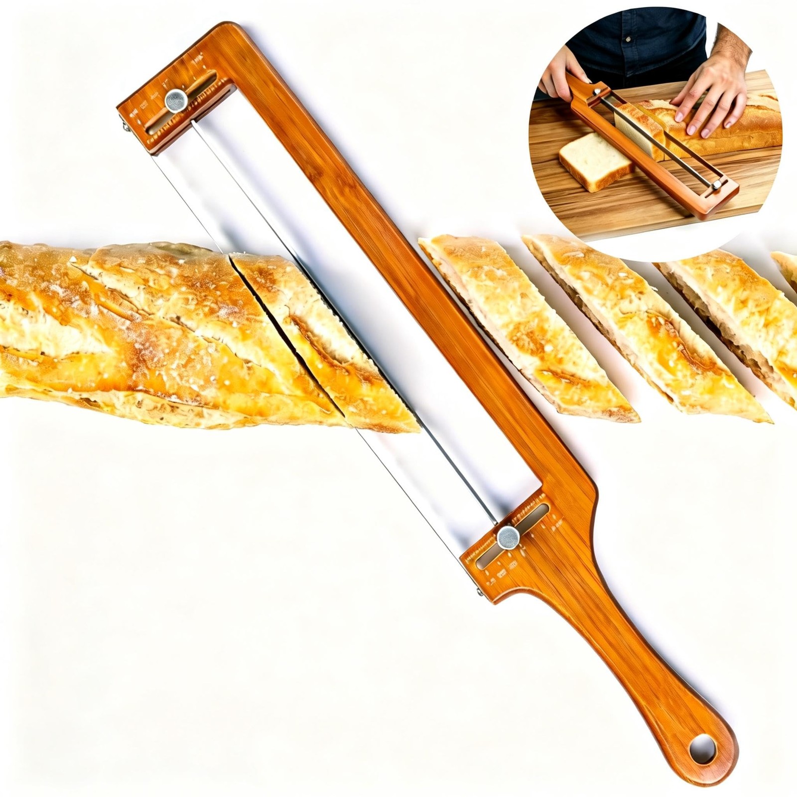 Adjustable Bread Knife for Homemade Bread – Manual Sourdough Bread Slicer wit…