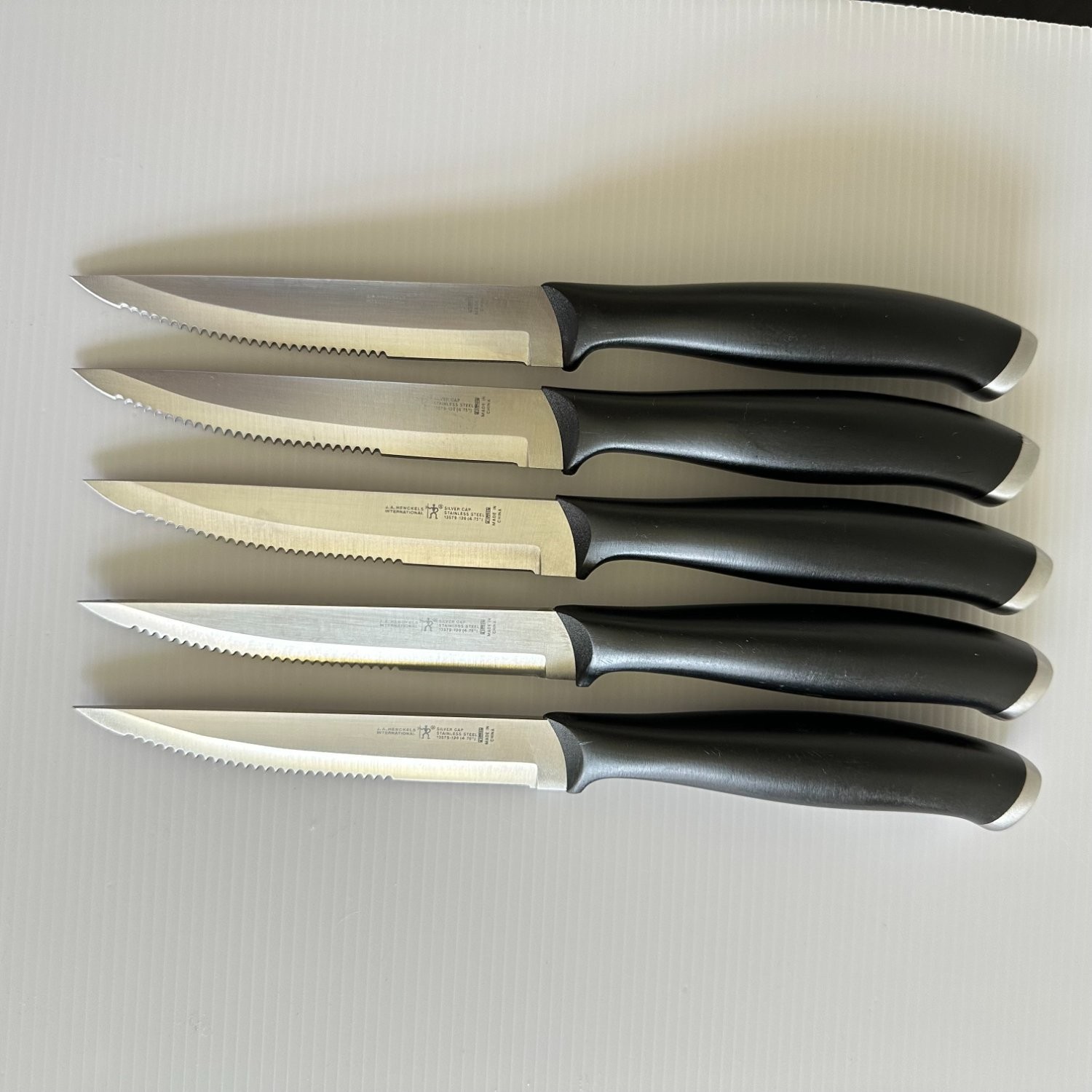J.A. Henckels International Silver Cap 5pc Steak Knife Set 4.75″ 13579-120 Used