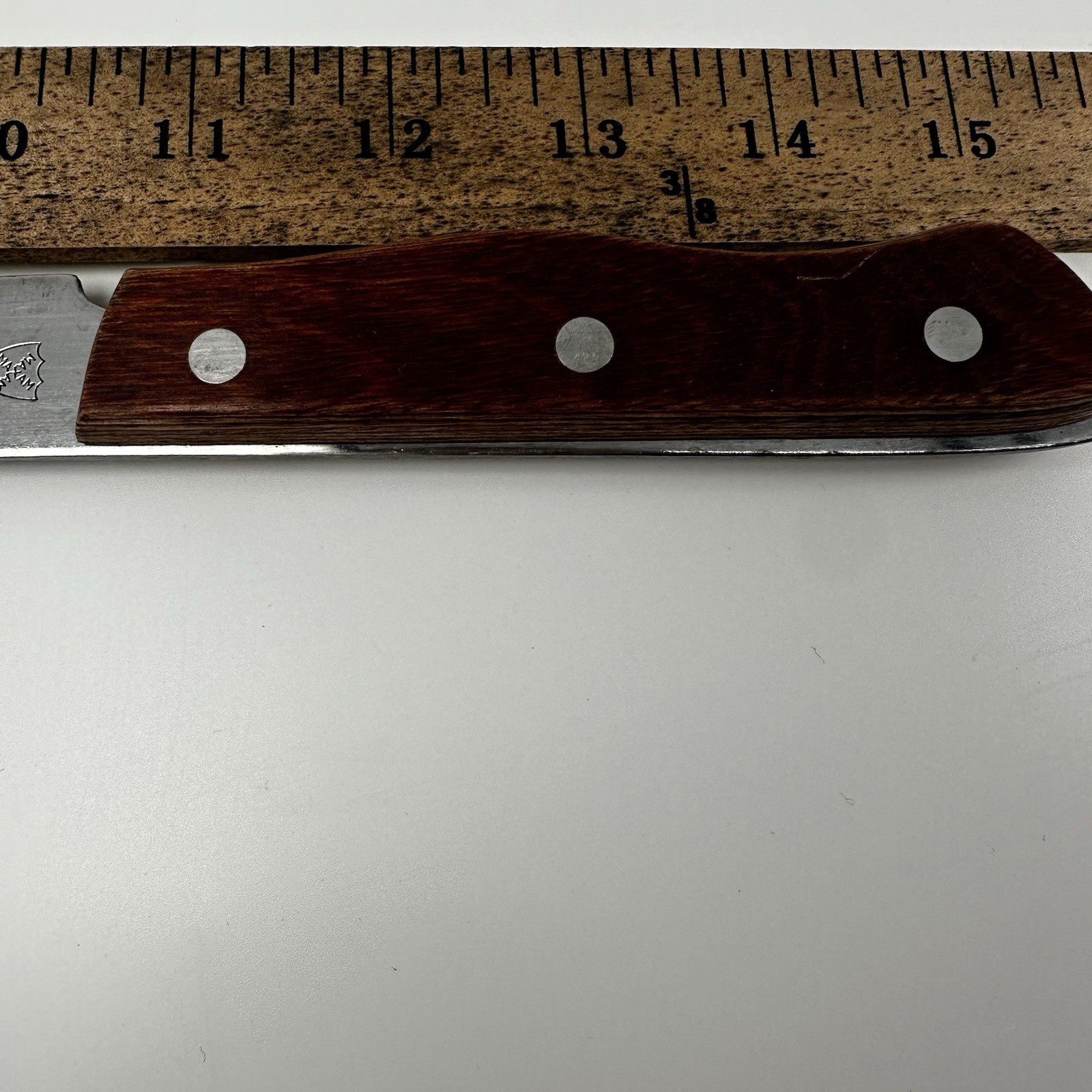 Vtg Maxam Steel Japan Cutlery 10.5 Slicing Carving Knife Wood Handle Full Tang