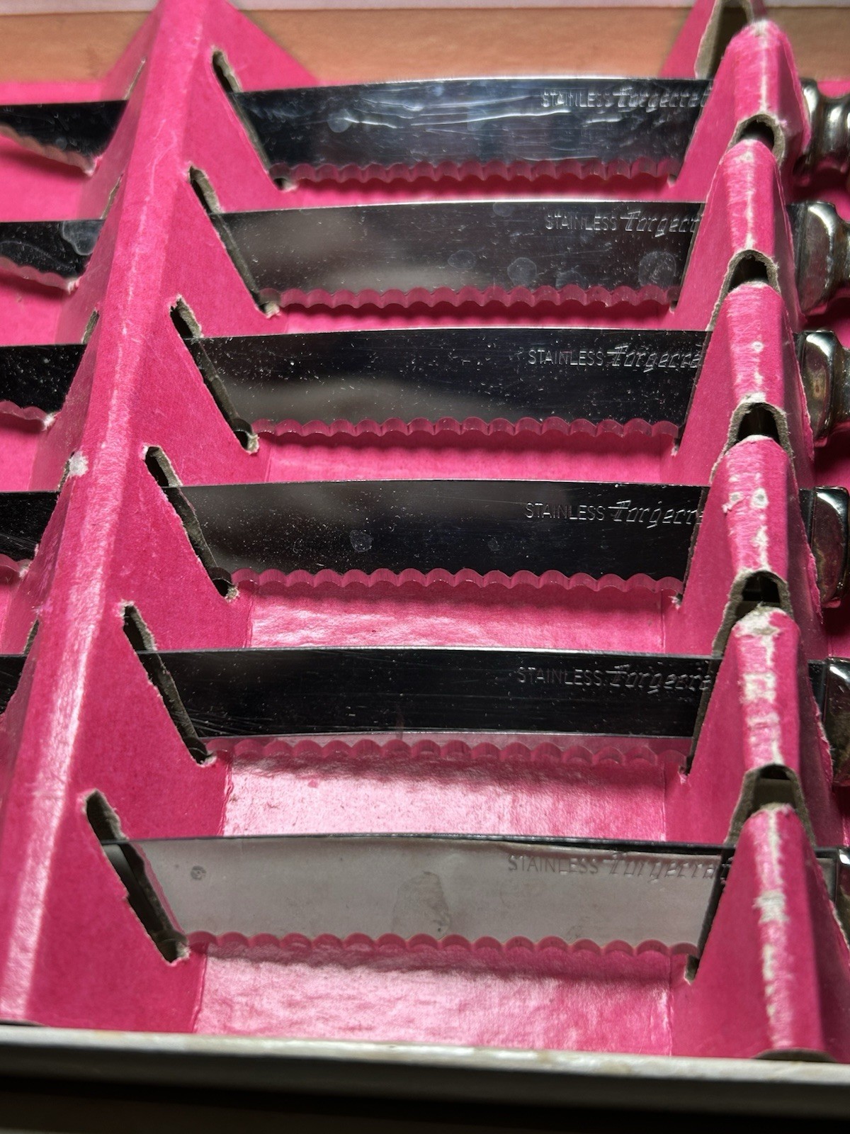 Forgecraft Stainless Steel Knife Set of 6 VTG Steak Knives Antler Handles NIB