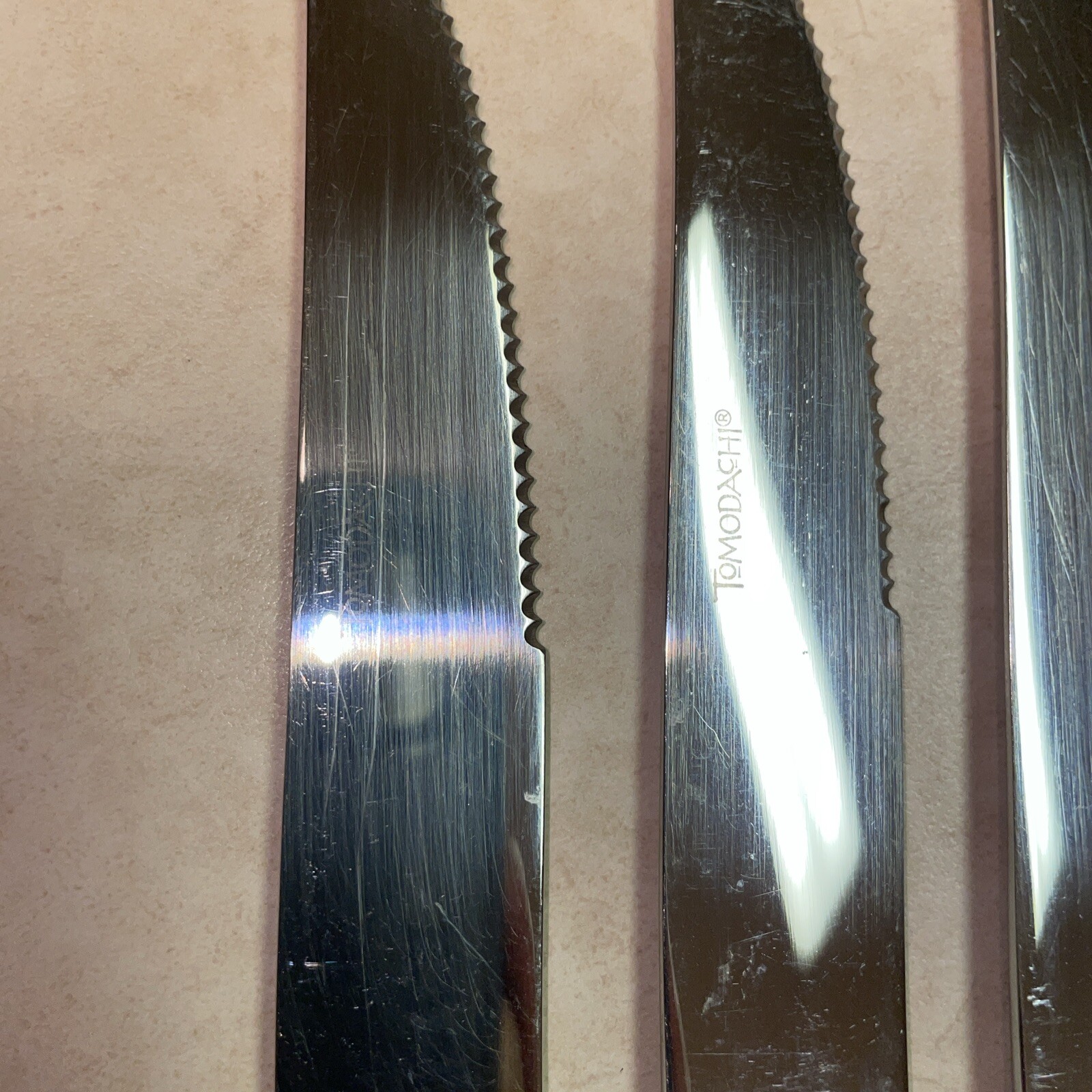 Tomodachi Steak Knives Stainless Steel Smooth Modern 9.5” Long Set of 3 READ