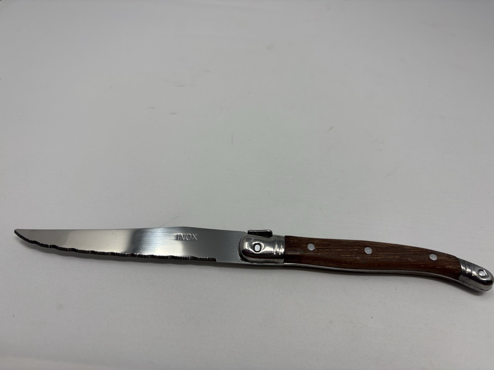 Vintage Laguiole INOX Stainless Steel Serrated Steak Knives Wood Handle 6