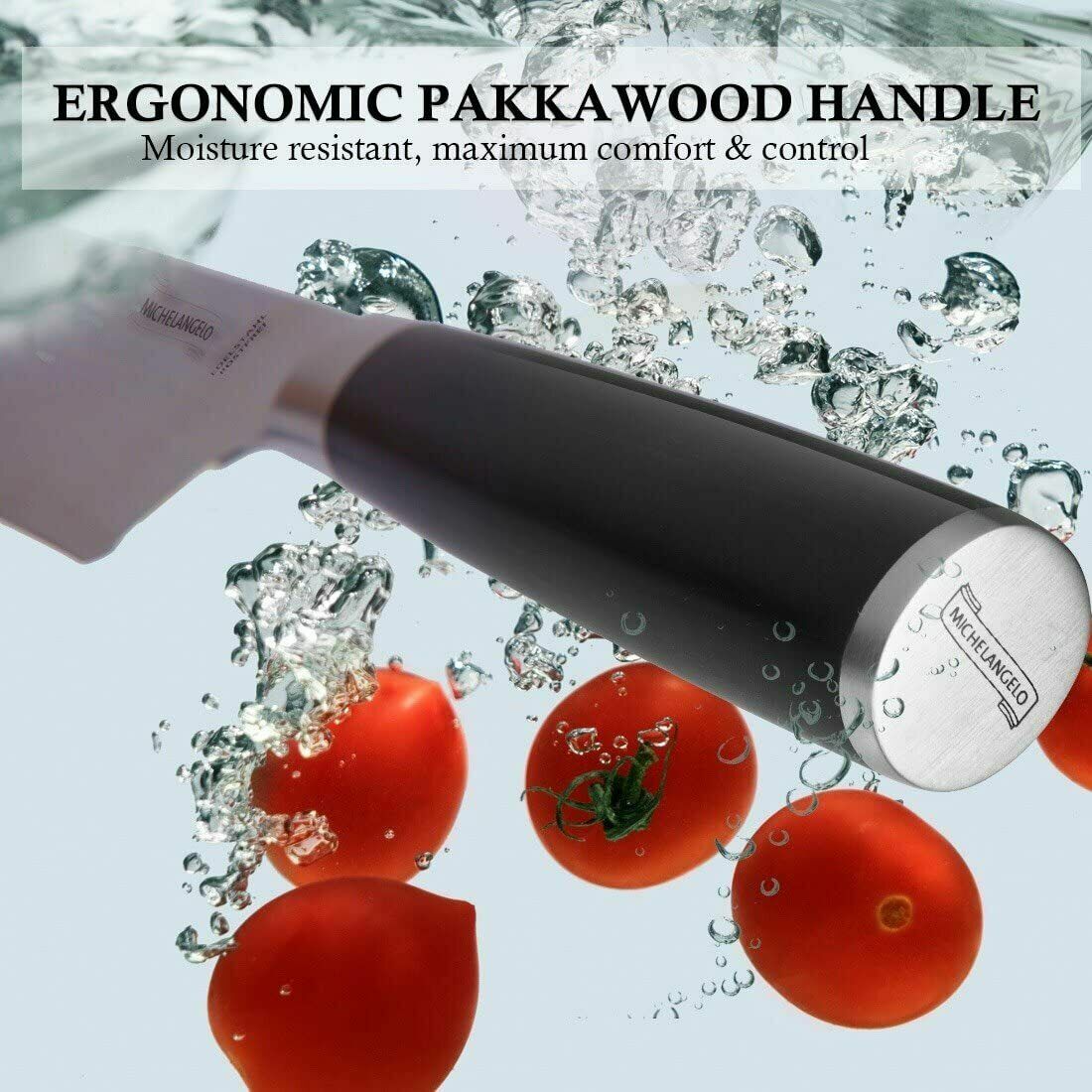 MICHELANGELO Professional Chef Knife 8 Inch Pro Ergonomic Handle, Japanese Knife