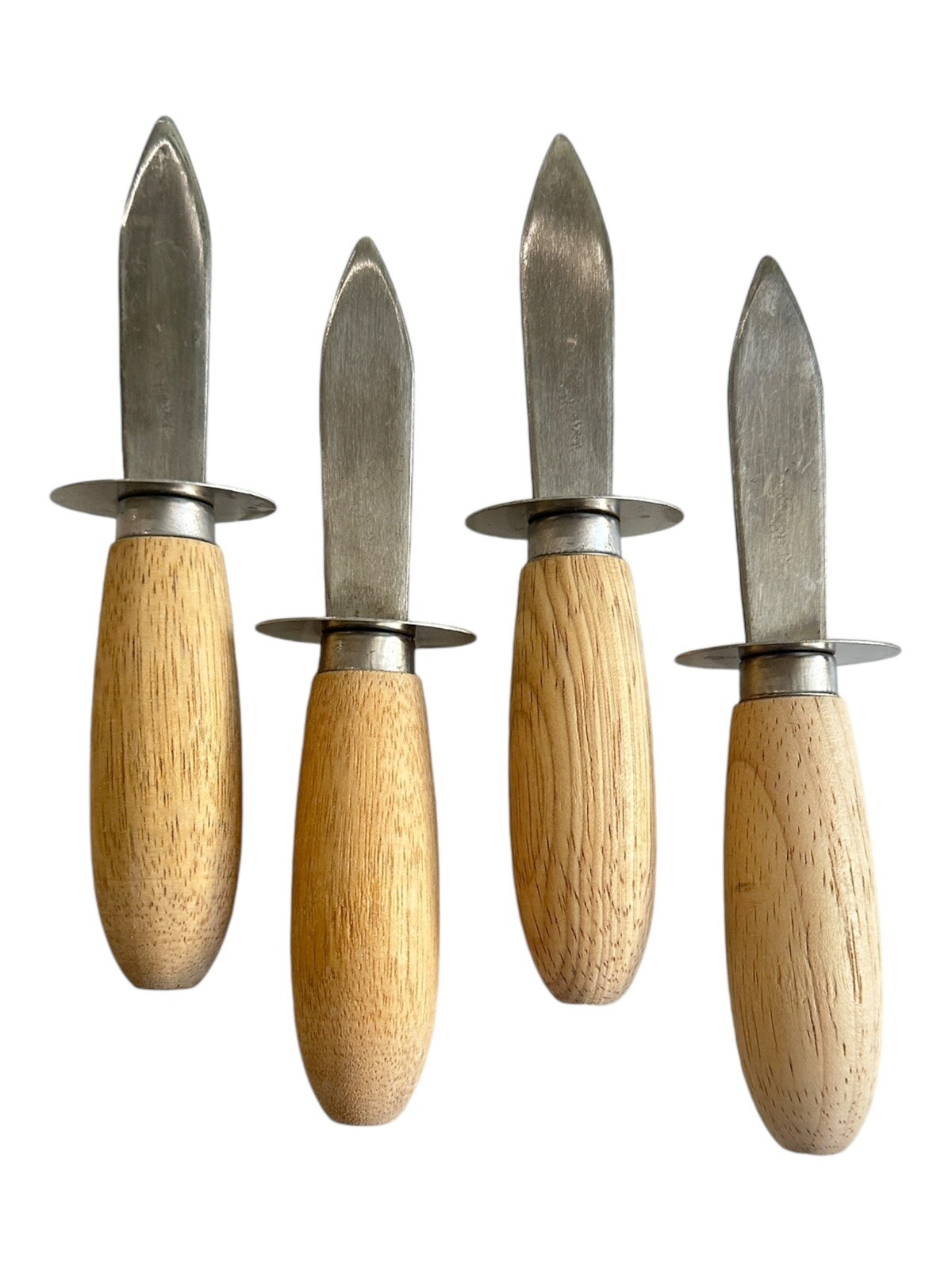 Oyster Knives Shucker Clam Shucking Blade Opener Tool Wood Handles Set of 4