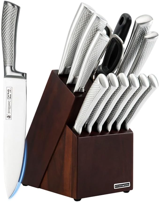 Knife Set with Wooden Block for Kitchen, 14PCS High Carbon Stainless Steel Kitc