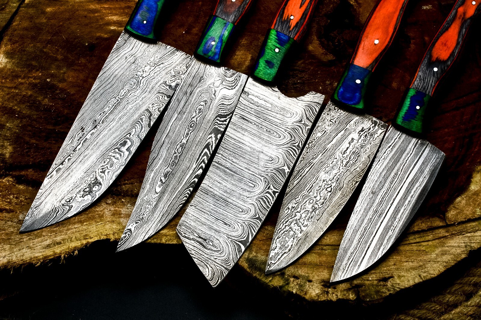 CUSTOM HANDMADE FORGED DAMASCUS STEEL CHEF KNIFE KITCHEN CHEF KNIVES SET