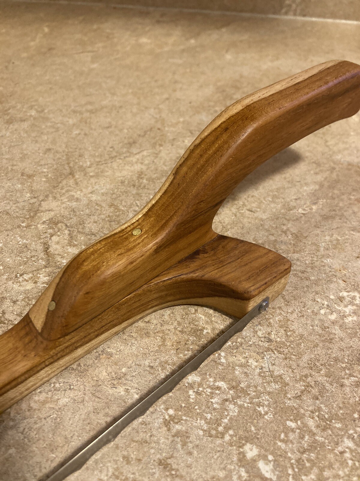 Heirloom Woodcrafts Teak Fiddle Bow Bread Knife