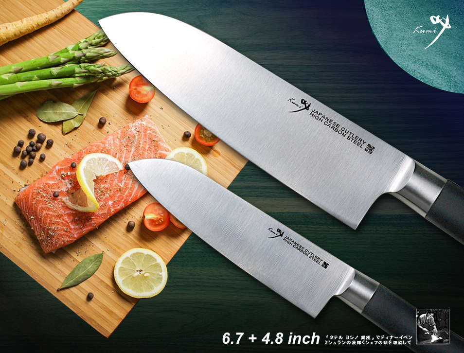 New Japanese Steel Vegetable Santoku knife 6.7″ & 4.8″ Kit Chef Kitchen Cutlery