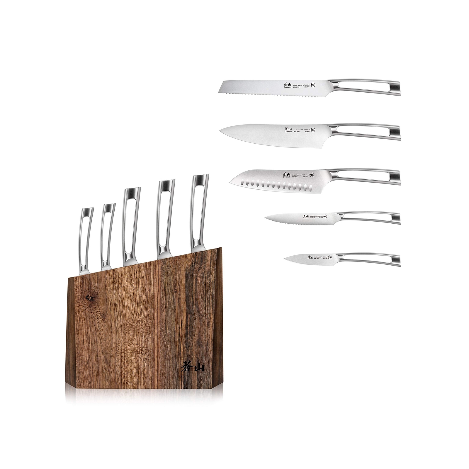 Cangshan TN1 Series 1024838 Swedish 14C28N Steel Forged 6-Piece Knife Block S…