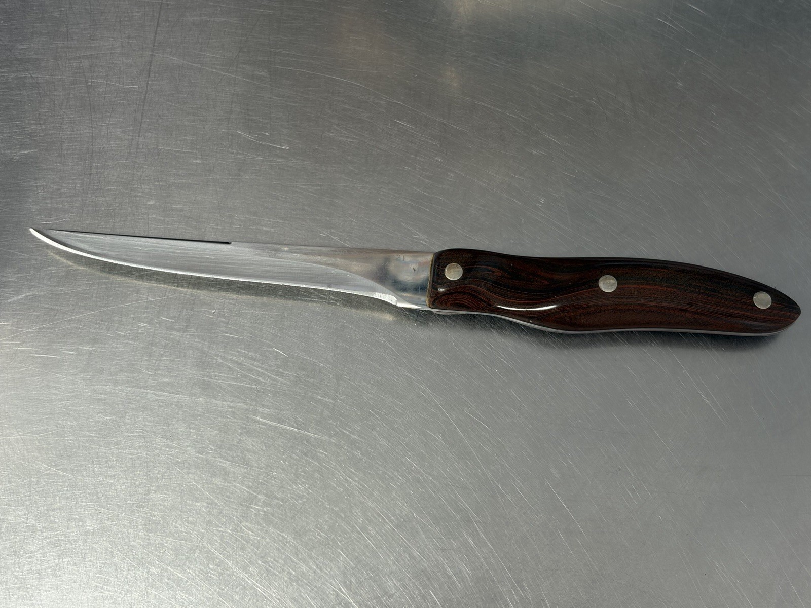 Vintage CUTCO No. 21 Kitchen Knife Classic Wooden Brown Swirl Handle 4 3/8” Trim