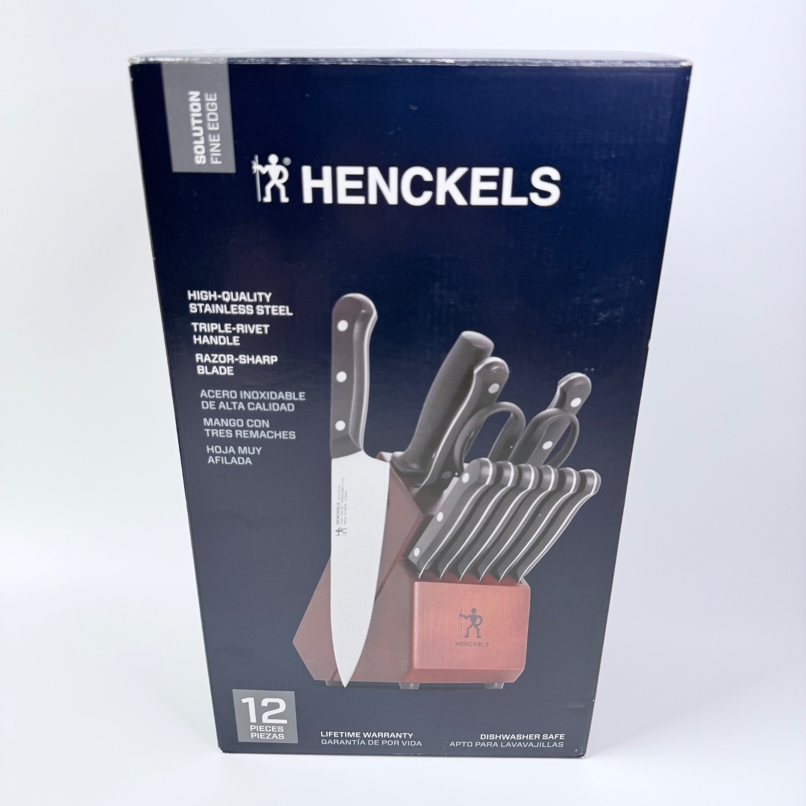 Henckels 12 Pc Kitchen Knife Block Set Solution Fine Edge High Quality Stainless