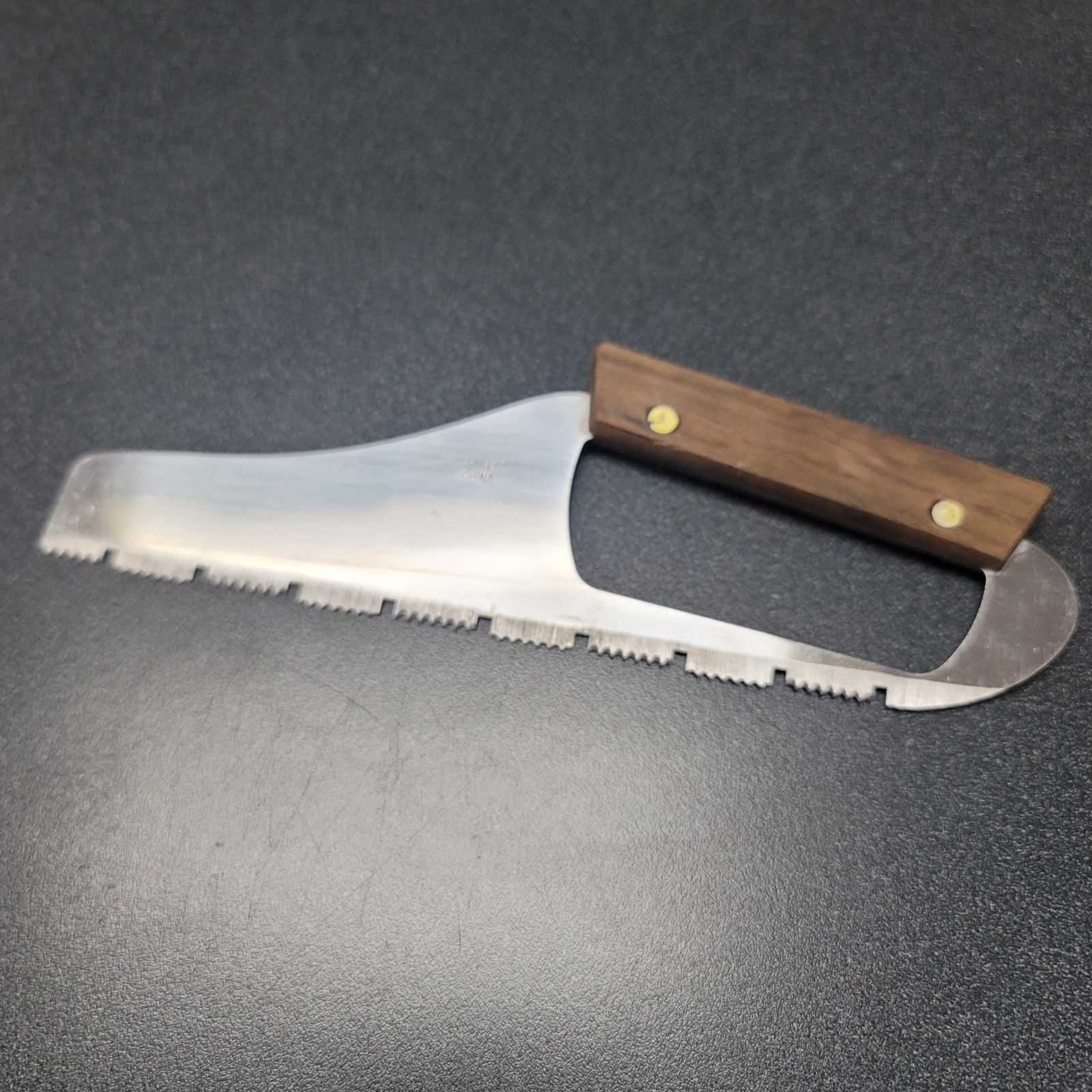 Unbranded Frozen Food Knife Unisex OS Silver Wood Handle Serrated Stainless Saw