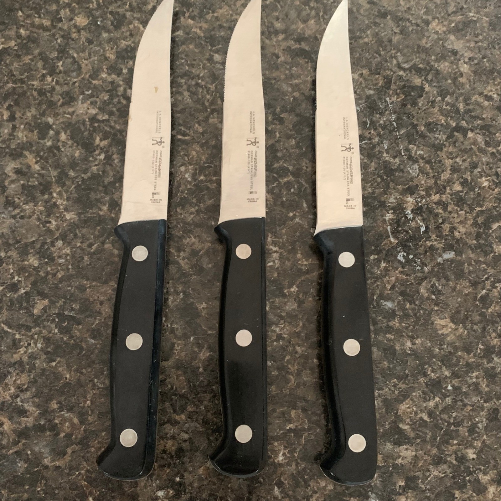 J.A. Henckels 4.5″ Steak Knife Set 3pc Black Fine Edge Pro 31469-120 Steel