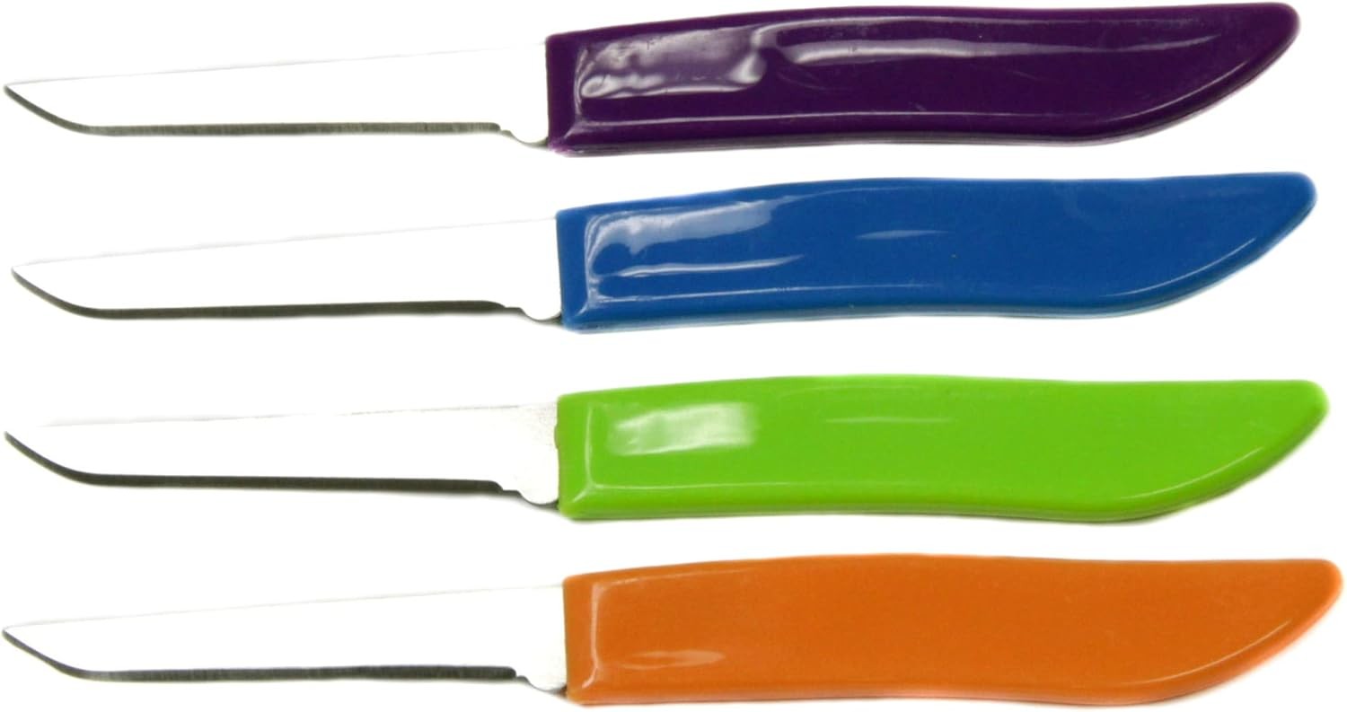 Select Paring Knife Set, 2.5 inch blade 6 inch in length 4 piece set, Assorted