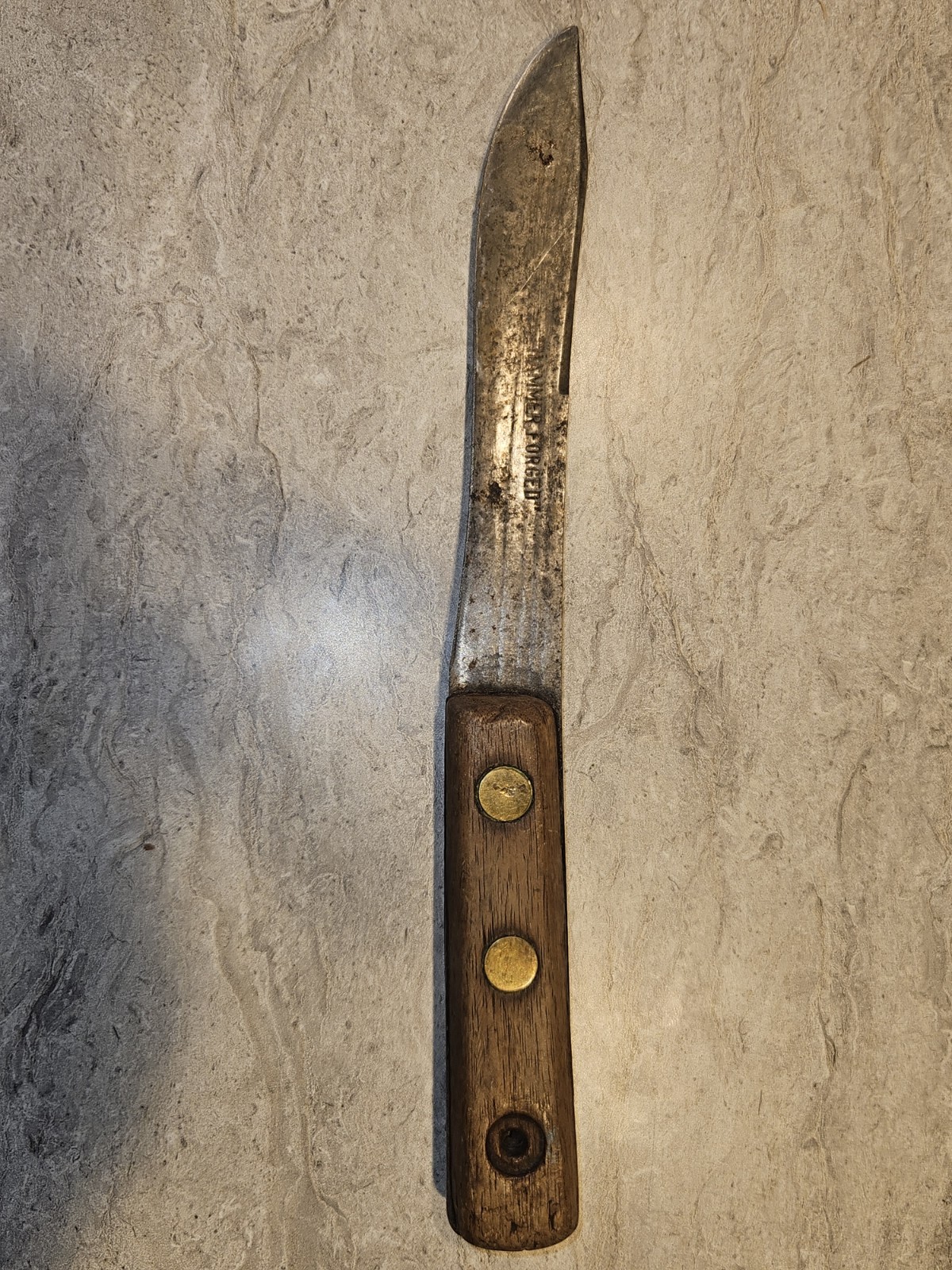 Straight Edge Kitchen Knife Stamped Hammer Forged