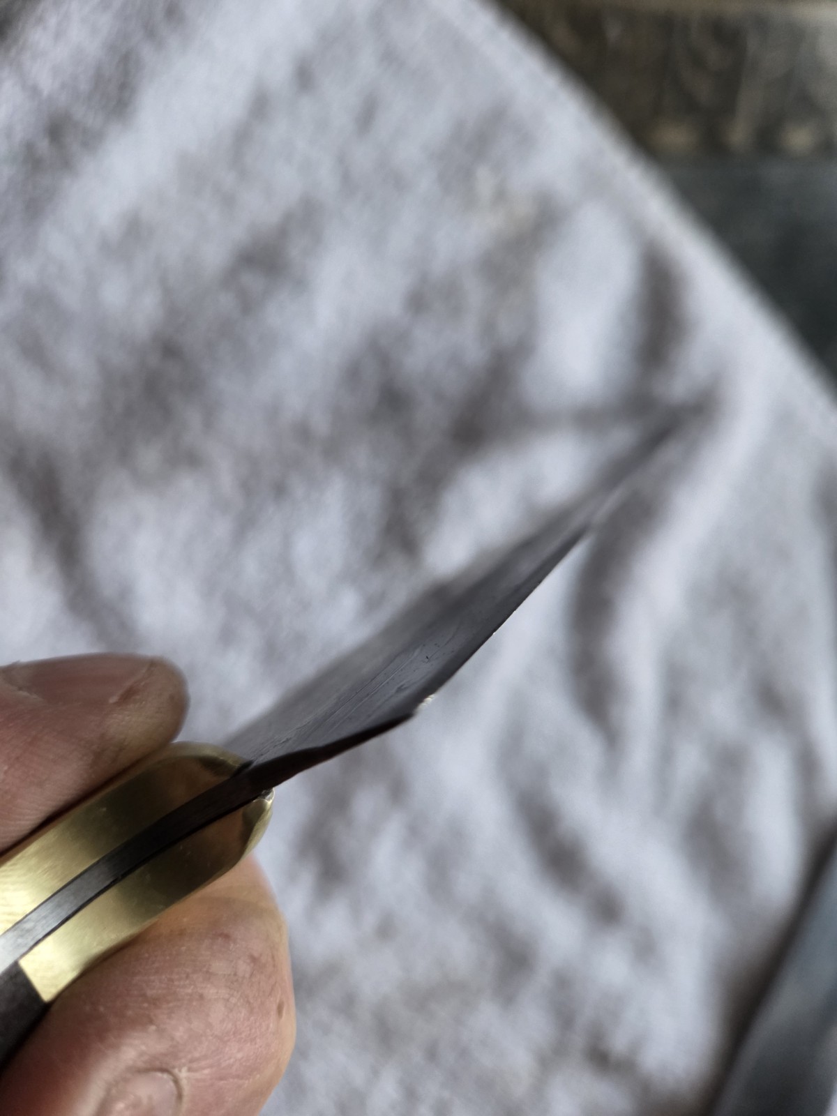 7-1/4 Inch K-tip Damascus Chef’s Knife With Maroon Houndstooth Micarta Handle