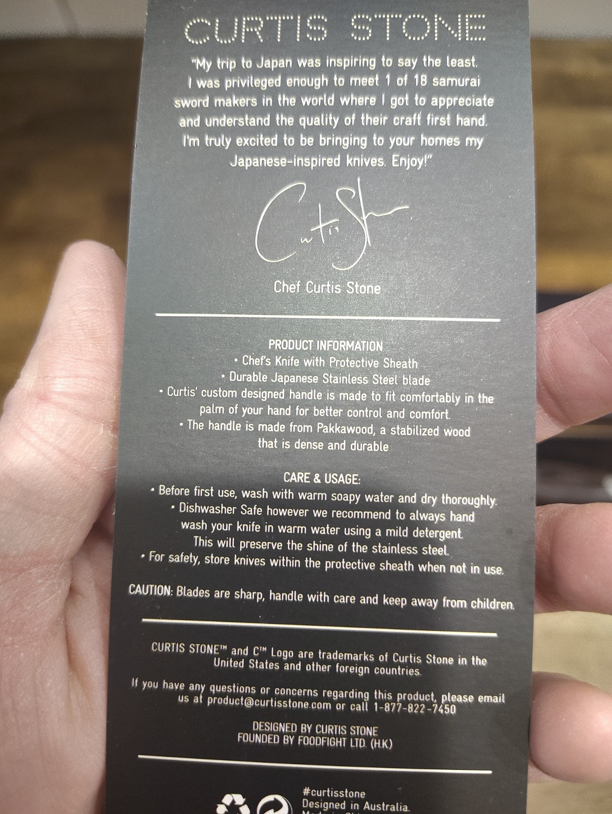 Curtis Stone Samurai Series 7″ Santoku Chefs Knife Preowned